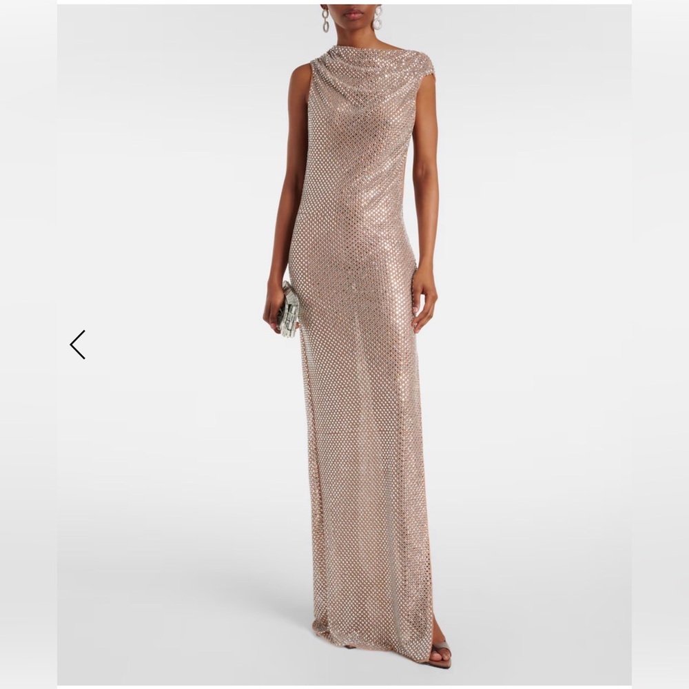 Self-Portrait Shimmering Gold Backless Dress